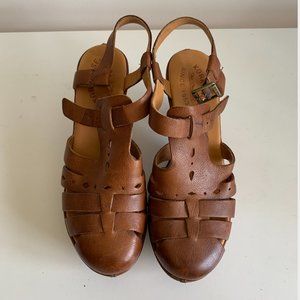Kork Ease | Brown Leather Heeled Sandal • Size 8
